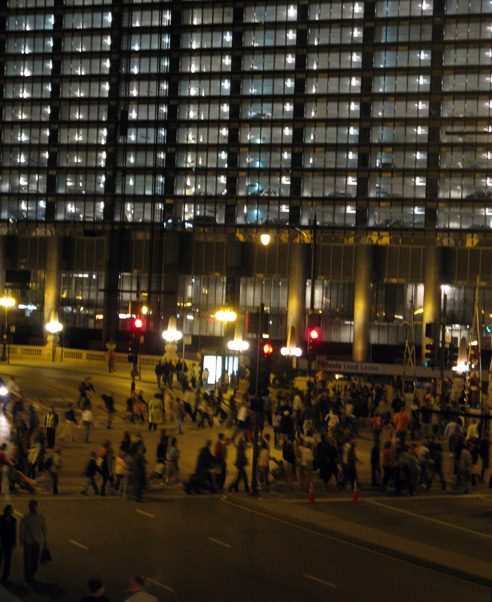 Crowd on Michigan Avenue after Fireworks in Grant Park, July 3, 2008