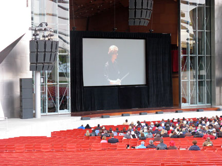 Chicago Opera Theater's production of Mozart's Don Giovanni in big-screen simulcast at the Frank Gehry designed Pritzker Pavilion at Millennium Park, Chicago