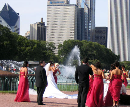 Bridal Party at Buckingham Fountain, Chicago