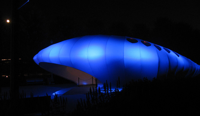 Burnham Pavilion designed by Zaha Hadid for the Burnham Plan Centennial Celebration, Millennium Park, Chicago, 2009
