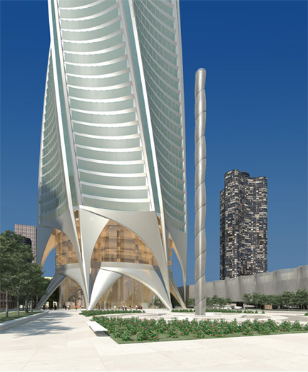 Chicago Spire, Santiago Calatrava, architect, view to northeast