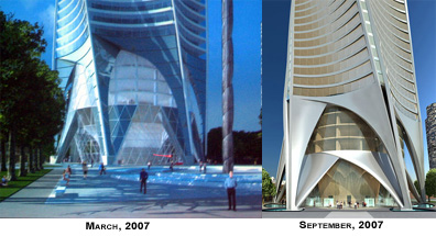 Chicago Spire, Santiago Calatrava, architect, comparative renderings