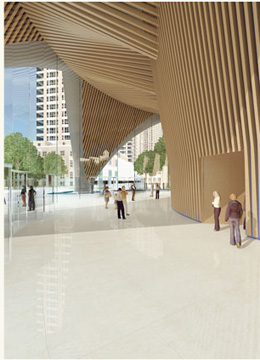 Chicago Spire, Santiago Calatrava, architect, rendeirng of lobby