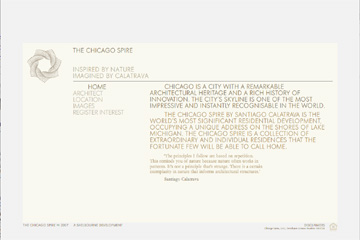 Chicago Spire, Santiago Calatrava, architect, home page of website