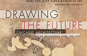 Curator David Van Zanten leaders a tour of Drawing the Future:Chicago Architecture on the International Stage, 1900-1925 for AIA Chicago, at the Block Museum of Art, Evanston, August 10, 2013