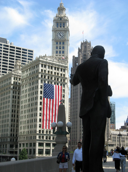 A Chicago Fourth, Wrigley Building flag