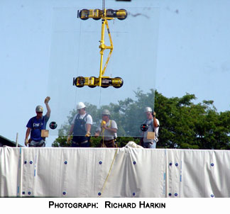 Mies IIT Crown Hall restore glass lift by Richard Harkin