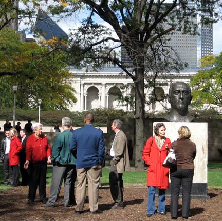 bust of George Solti in Grant Park