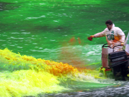 Dyeing Chicago River green, 2008