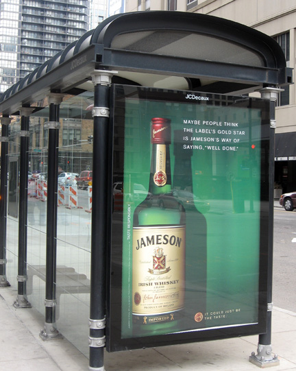 Jameson Whiskey bus shelter ad, Chicago