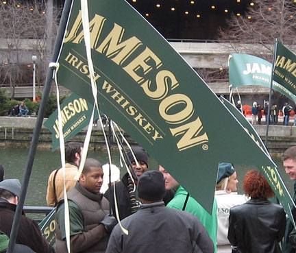 Jameson whiskey, banners on Chicago River
