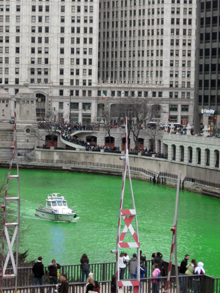 Chicago River dyed green for St. Patrick's Day, 2008