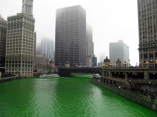 Chicago  River dyed green for St. Patrick's day, March 13, 2010