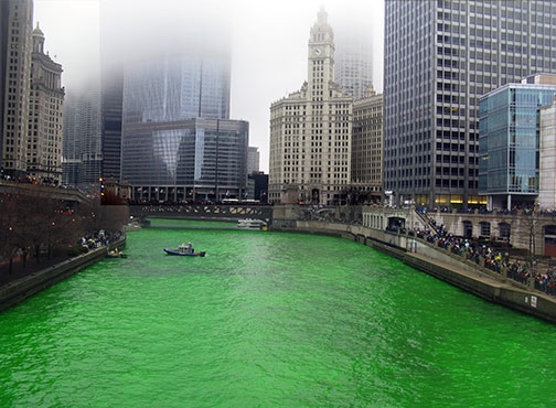 Chicago River dyed green for St. Patrick's Day, March 13, 2010